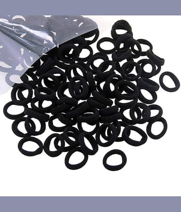 Pack of 100 Pcs Mini Rubber Bands Hair Ties Soft Premium Cotton Stratchable Elastic Hair Bands Non-Slipy Small Ponytail Holder For Baby Kids Girls. (Black)