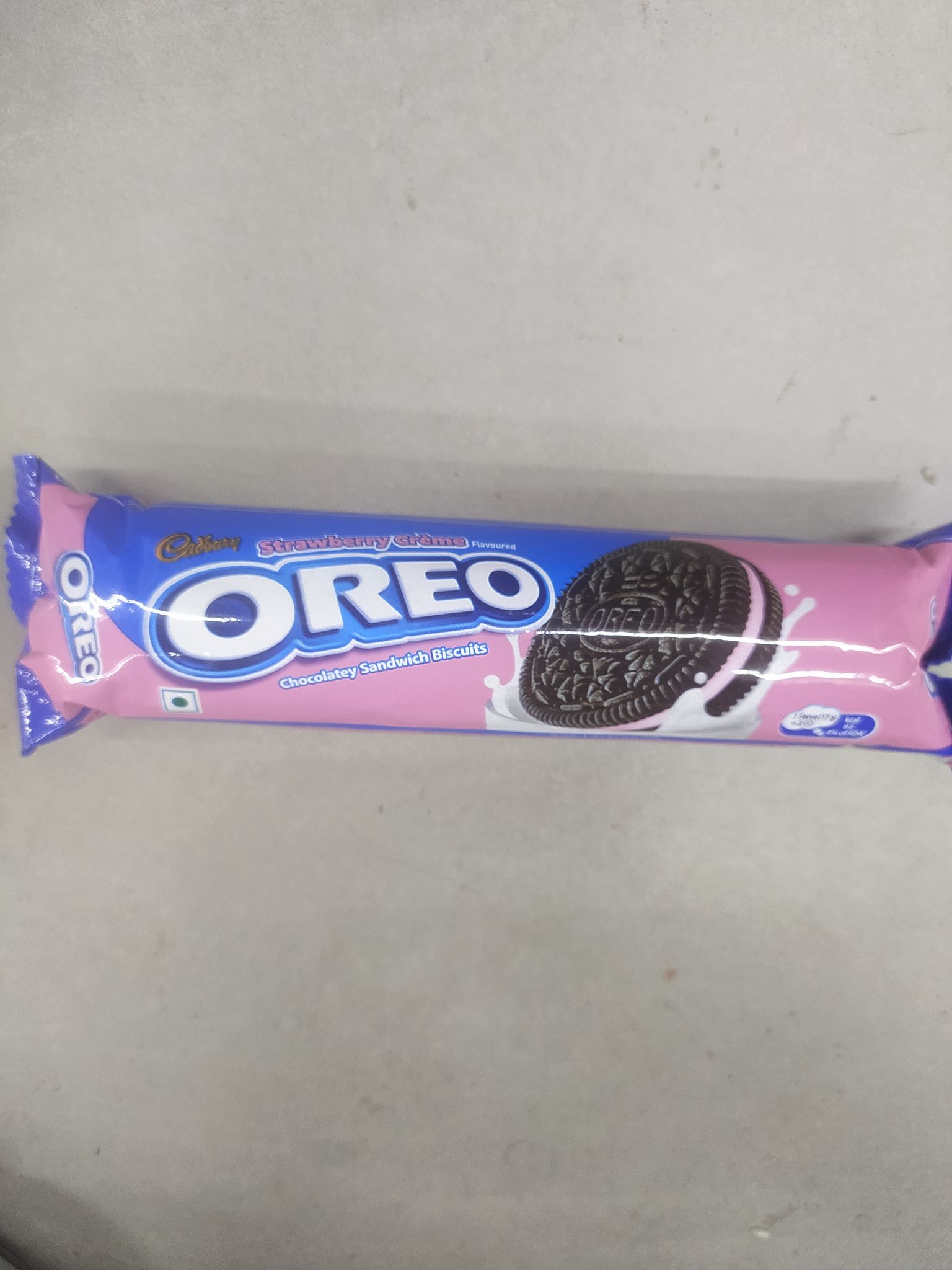 Oreo Chocolatey sandwich biscuits Bury strawberry crème flavoured 