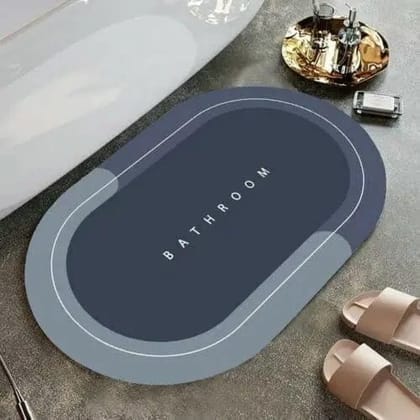 Quick Dry Non-Slip Bathroom Mat | Modern Absorbent Oval Bath Mat