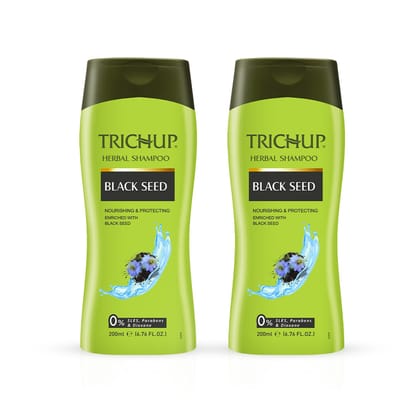 Trichup Black Seed Herbal Shampoo – 200 ml × 2 Pack (Herbal Nourishing Shampoo with Black Seed Oil)