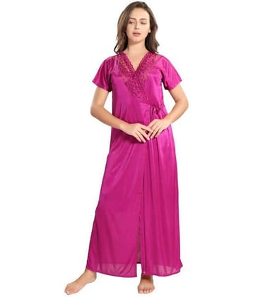 Reposey Satin Night Dress - Purple
