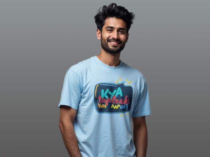 Taarak Mehta Ka Ooltah Chashmah| Regular Fit Front Printed Blue T-Shirts (KYA TAPLEEK HAI AAPKO)