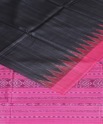 Black pink odisha ikat handwoven gopalpur tussar saree