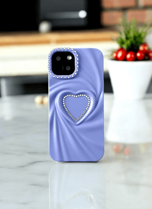 Lavender Swirl Heart Bling Case for iPhone 15