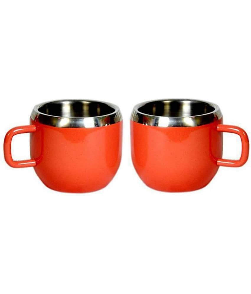 Dynore Steel Double Wall Tea Cup 2 Pcs 90 ml each ml