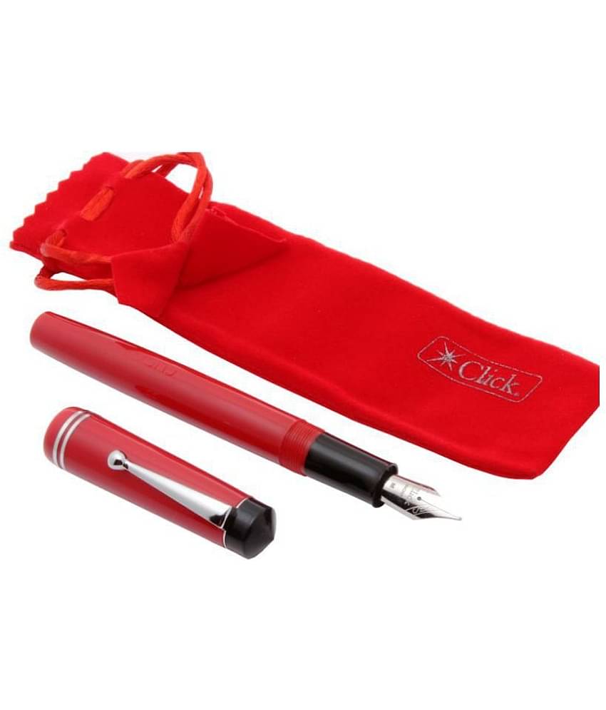 Click Aristocat Acrylic Fountain Pen With Medium Nib 3in1 Ink Filling System - Red