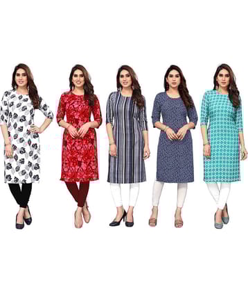 KETAKI FASHION Crepe Printed Straight Women's Kurti - Multicolor1 ( Pack of 5 )