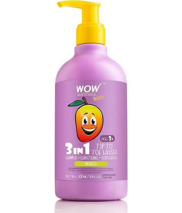 WOW Skin Science Kids 3 in 1 Tip to Toe Wash - Mango - 300 mL
