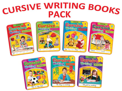 Cursive Writing 7 Books Pack - Capital Letters, Small Letters, Joining Letters, Words, Sentences - Handwriting Practice Books for Age 3-7 years (Set of 7 Books) [Paperback] Dreamland Publications