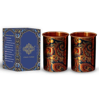 Pure Copper Printed Design Glass - 275 ML-Printed / 2