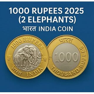 1000 Rupees 2025 Twin Elephant (Animal's Love) Silver Plated Ancient Edition