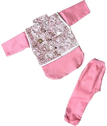 The Creators Single Baby Girls Cotton Blend Printed Stitched Kurta Pyjama ( Light Pink )