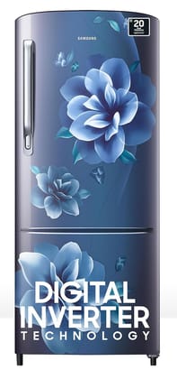 Samsung 183 L, 4 Star, Digital Inverter, Direct-Cool Single Door Refrigerator (RR20C1724CU/HL, Camellia Blue, 2024 Model) Samsung 183 L, 4 Star, Digital Inverter, Direct-Cool Single Door Refrigerator (RR20C1724CU/HL, Camellia Blue, 2024 Model) - Blue