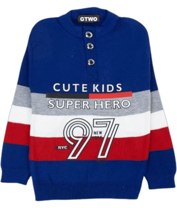 GTwo Pack of 1 Boys Woollen Blend Pullover Sweater ( Blue )