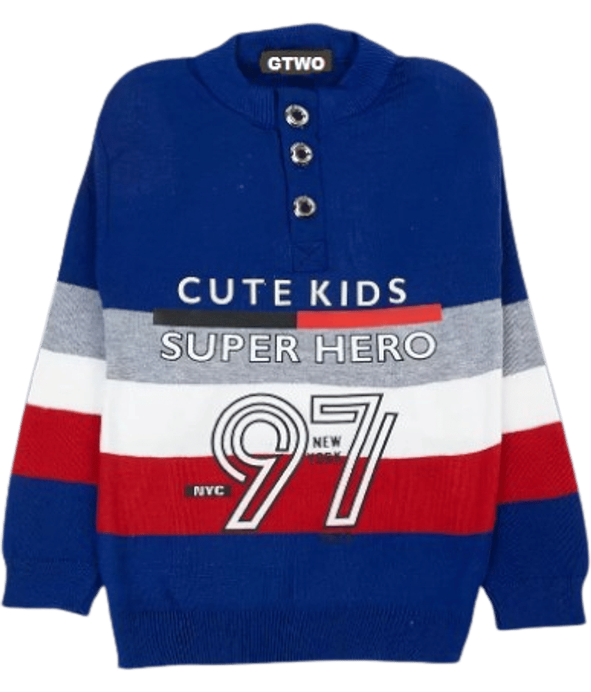 GTwo Pack of 1 Boys Woollen Blend Pullover Sweater ( Blue )