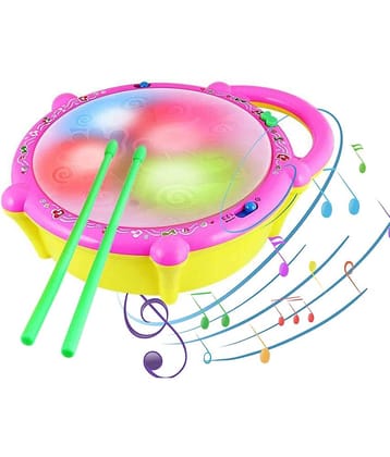 Battery Operated 3D Flash Drum Toy for Kids with Flash Light & Music Effect | Dynamic Musial Instrument Toy for Kids (Multicolor)