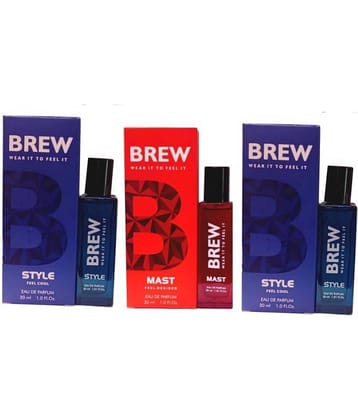 Brew - 2 STYLE 1 MAST PERFUME,30 ML EACH , PACK OF 3 . Eau De Parfum (EDP) For Unisex 90 ( Pack of 3 )