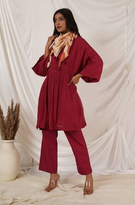 Maroon Off White Tie Dye Stole