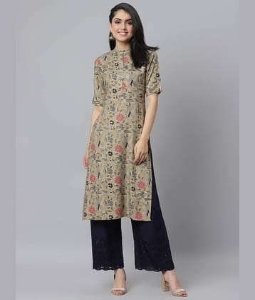 Stylum - Beige Rayon Women's Straight Kurti ( Pack of 1 )