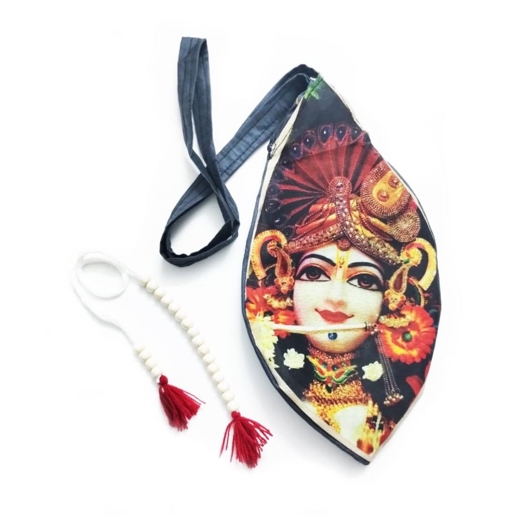 MAYAPURI Sree Krishna Printed Japa Bag/Beads Bag/Chanting Bag with Sakshi Mala - Pooja Needs | Buy online on ZillyBuy