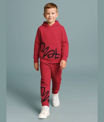 HELLCAT Pack of 1 Boys Cotton Blend Sweatshirt & Trackpant Set ( Maroon )