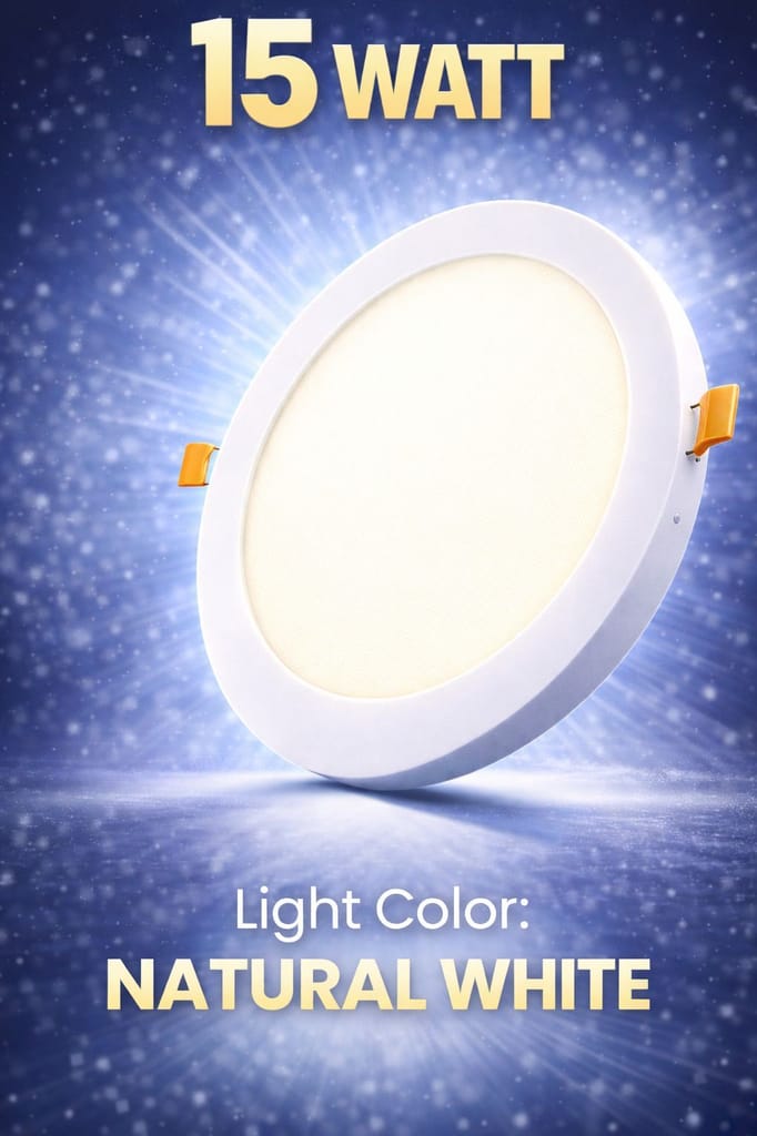 SPARKWORLD 15W Round LED Panel Light Natural White | Slim Recessed Ceiling Light for Home, Office & Commercial Use - Electricals | Buy online on ZillyBuy