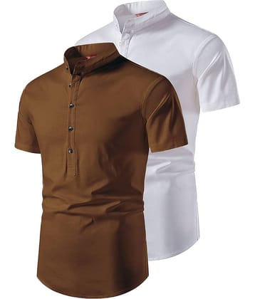 Yugnik Gold Cotton Men's Regular Kurta ( Pack of 2 )