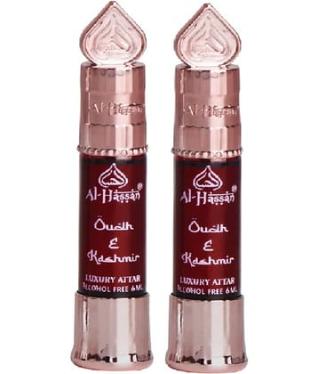 Al - Hassan Oudh E Kashmir Attar For Men & Women Alcohol-free ittar Roll on 6 ml (Pack of 4)
