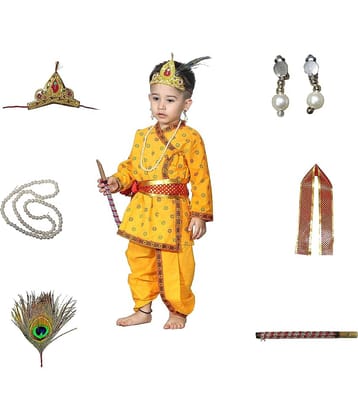 Kaku Fancy Dresses Krishna Costume for Kids, Baby Krishna Dress for Janmashtami, Kanha Dress, Krishnaleela Costume, Infant Bal Gopal, Krishna Fancy Dress Costume for Boys/Girls