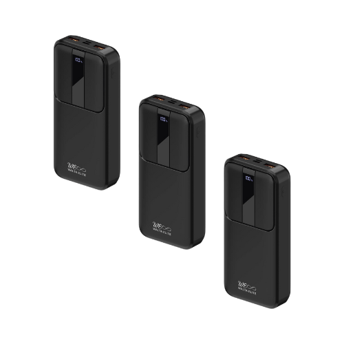 Walta Elite Buddy Pro Digital Advance 10000 Power Bank 10000mAh Lithium Polymer battery, Two Inputs Micro, Type C- Black (Pack of 3)