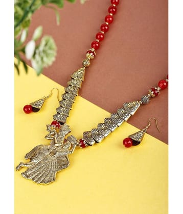 Sunhari Jewels Red Alloy Necklace Set ( Pack of 1 ) - Red