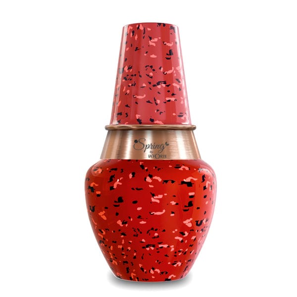 LA'FORTE Venus Jar Pure Copper Pitcher and Bedside Carafe, Lid can be Used as Drinking Glass (1.4 Ltr) (Red Ruby)