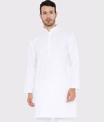 Maharaja - White Cotton Blend Men's Regular Kurta ( Pack of 1 )