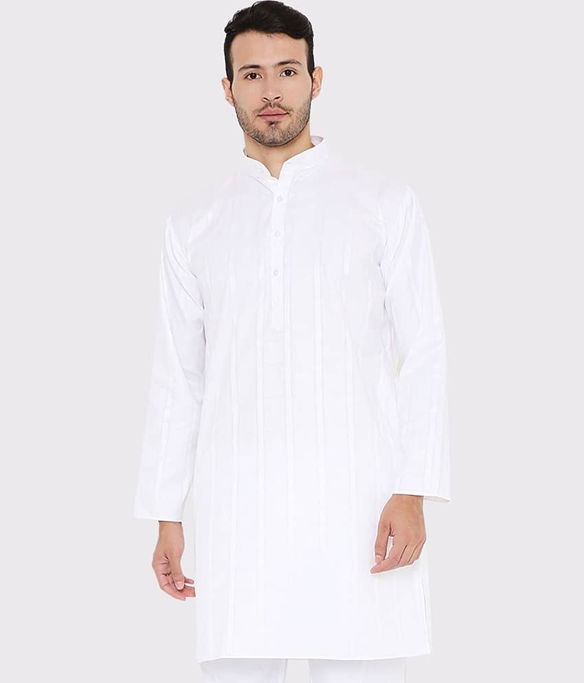 Maharaja - White Cotton Blend Men's Regular Kurta ( Pack of 1 )