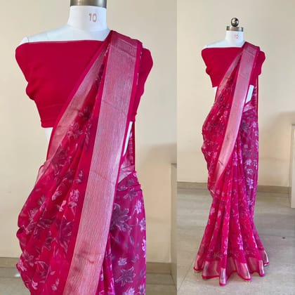moss silk saree- butterfly chiffon Foil print