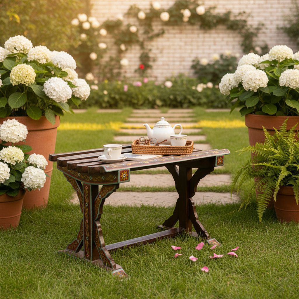 Wooden Painted Garden Coffee Table Decor Bench Furniture