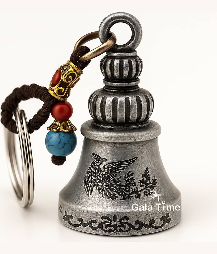 Guardian Bell Bike Keyholder Silver Ghanti Travel Charm for Men & Women Gifting Key Chain
