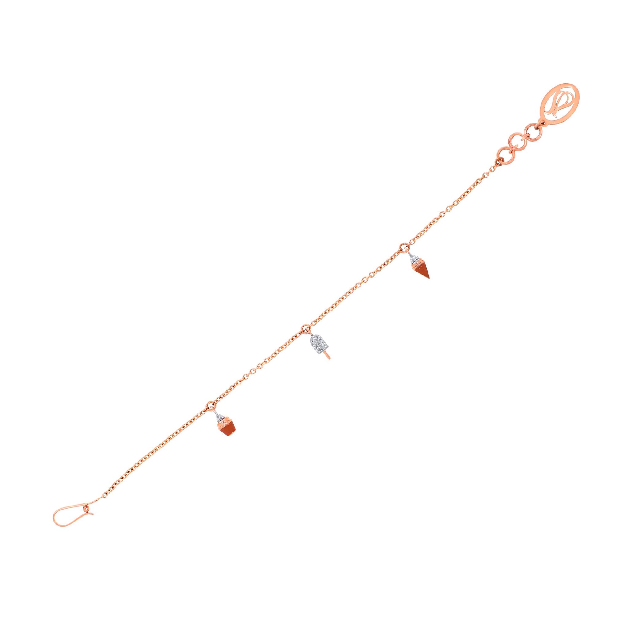 Senco Gold Sweet Treat Kids Diamond Bracelet (1.6 gram / 0.06 Ct / HI-SI / 14K Rose Gold)