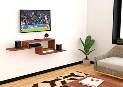 DAS Wall Mount TV Entertainment Unit/with Set Top Box Stand for Living Room Classic Walnut (Ideal for up to 42") Screen- Alfric