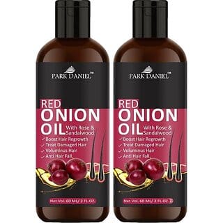 PARK DANIEL 100% Pure & Natural RED ONION OIL- For Hair Regrowth & Anti Hair fall Combo Pack of 2 Bottles of 60 ml Hair Oil (120 ml)