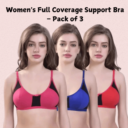 Women’s Full Coverage Support Bra – Pack of 3