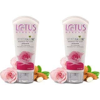 Lotus Herbals Whiteglow Advanced Pink Glow Exfoliator  Brightens Skin  For All Skin Types  100g (  Pack Of 2)