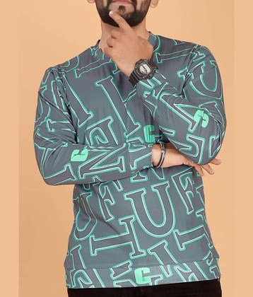 FABRIPPLE Polyester Regular Fit Printed Full Sleeves Men's Round T-Shirt - Beige ( Pack of 1 )