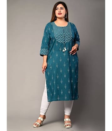Swasti - Blue Cotton Women's Straight Kurti ( Pack of 1 )