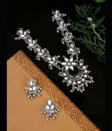 PUJVI Alloy Silver Contemporary/Fashion Necklaces Set Long Haram