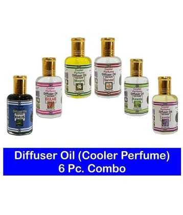 INDRA SUGANDH BHANDAR - Premium Khus, Gulab, Mogra, Sandal, Kewda, Lavender Cooler Perfume Diffuser Oil 25ml Each Pack Of 6