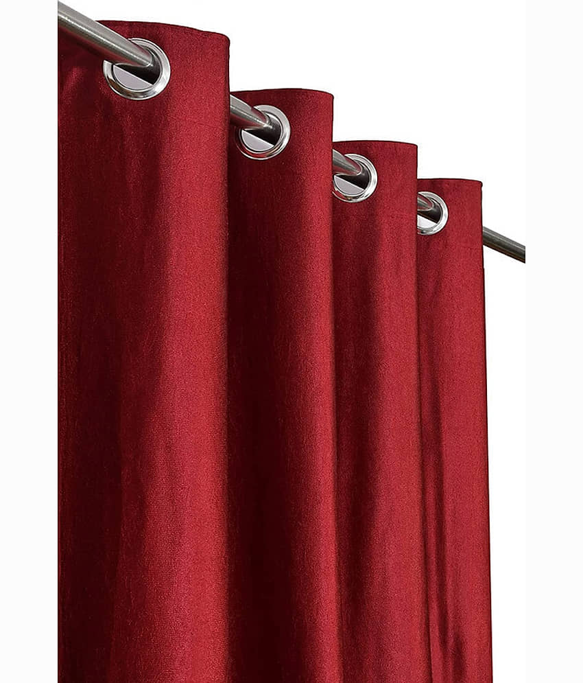 Kraftiq Homes Solid Semi-Transparent Eyelet Curtain 5 ft ( Pack of 1 ) - Maroon