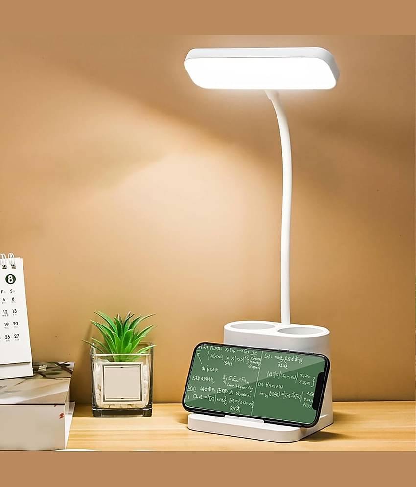 FIRSTLIKE White Study Table Lamp ( Pack of 1 )