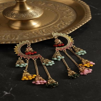 Elayne  Rangoli Charm Chandbali Earrings