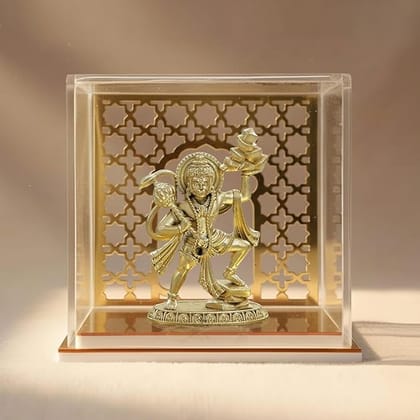 Brahma 3D Farm God Idol Hanuman Sankat Mochan with Temple | Hanuman Idol for Car Dashboard, Home Decor, Pooja Room, Study Table, Living Room & Office Decoration | Gift Item